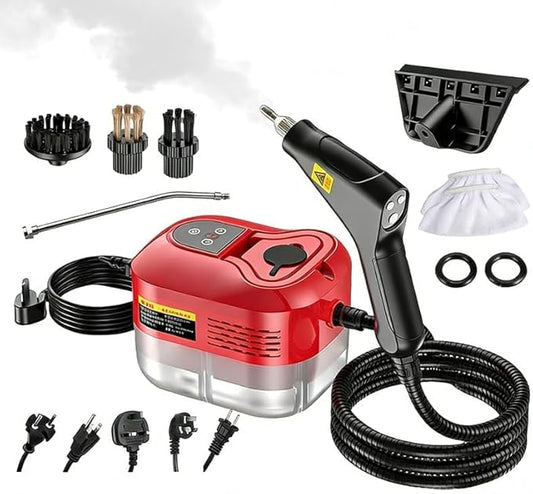 2500W Steam Cleaner, Handheld High-Temperature Pressurized Steam Cleaner with 6 Adjustable Levels, Portable Steam Cleaning Machine for Kitchen, Bathroom, Car, Upholstery (Red)