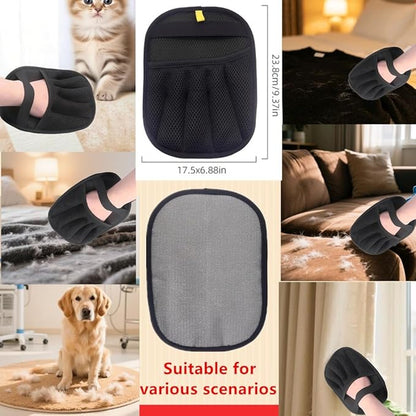 Pet Hair Removal Tool, Electrostatic Pet Hair Removal Gloves,Dog and Cat Hair Remover Grooming Gloves Set for Couch, Clothes, Car, Carpet, Bed, Furniture (1 Pack Black)