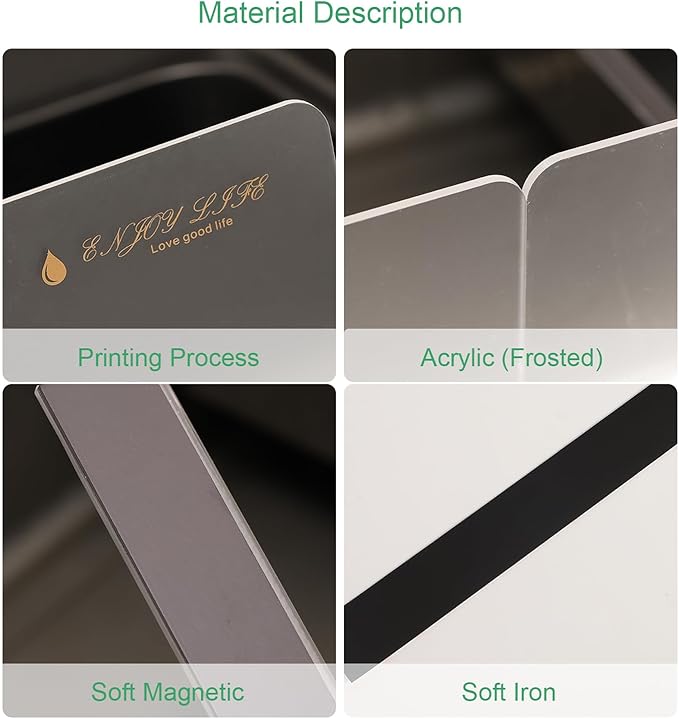 Acrylic Sink Splashbacks - Water Splash Guard for Kitchen, Island and Bathroom Countertop Magnetic Film Attachable Sheet Splashbacks Transparent Acrylic (Frosted)(10.2x1.2x3.35 in) (4pcs)