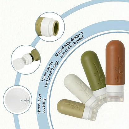 DEPOZA Travel Bottles Kit (16 Pack) - TSA Approved, Leak Proof Silicone Squeezable Containers for Toiletries. Complete Set with Jars, Sprayers & Bag (Earthy brown)