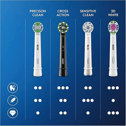 Oral-B Pro Cross Action Black Replacement Brush Heads for Electric Toothbrushes, XXL Pack of 10 Refills