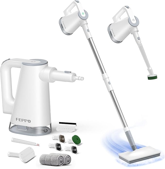 FEPPO Steam Mop & Detachable Handheld Steam Cleaner for Home and Floor Cleaning, 15s Heat-Up, 230°F Floor Steamer for Deep Cleaning with Multi-purpose Attachments Hardwood Floors, Tile,Grout,Furniture
