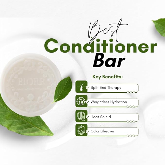 BIORR Rice Water Conditioner Bar – Strengthening & Moisturizing Formula with Argan Oil, Aloe Vera & Shea Butter | Color-Safe, Vegan & Plastic-Free Silky Radiance Citrus Scent