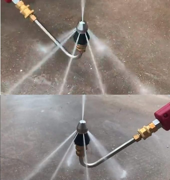MIZORLIE Pressure Washer Sewer Jetter Nozzle with Stainless Steel, Durable Design Sewer Jet Nozzle,Pressure Drain Jetter Hose Nozzle,3/8'' Quickly Connector, 5000 PSI Orifice 6.5