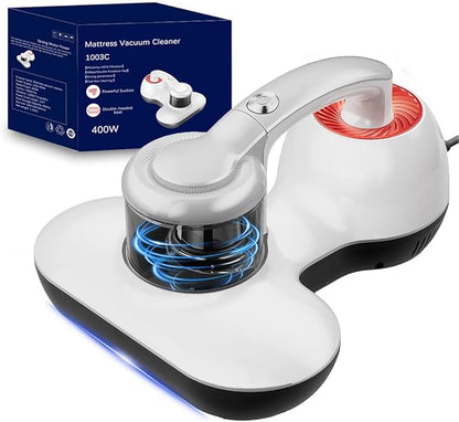 Hersven Mattress Vacuum Cleaner, 16KPa Handheld Bed Vacuum with UV Light & High Heating Tech, Deep Cleaning for Mattresses, Pillows, Sofas, Pet Hair and Carpets