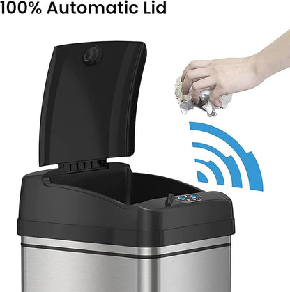iTouchless 13 Gallon and 2.5 Gallon Automatic Touchless Sensor Kitchen Cans with Odor Control System, Stainless Steel, Includes 4 Filters (CDZT02CF02)