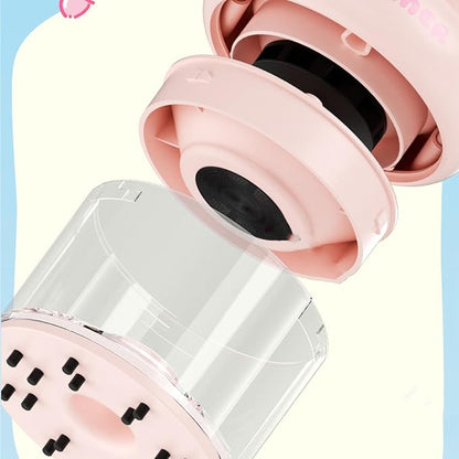 Portable Desktop Eraser Vacuum | Cute Bear Design, USB Mini Cleaner, 3.1in X 3.1in X 9in | Transparent Dust Cup, Large Capacity, Long Battery Life | Student Desk Cleaner for Eraser Shavings & Dust