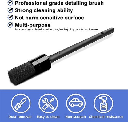 HMPLL 10pcs Detailing Brush Set, Multi-Purpose Car Detailing Brushes for Cleaning Car Interior, Exterior, Engine, Leather, Including 5 car Cleaning Brush, 3 Wire Brush, 2 Air Vent Brush,Black
