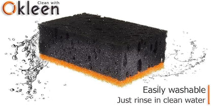 Black & Orange Multi Use Scrub Sponges. Made in Europe. 18 Pack, 4.3x2.8x1.4 inches. Heavy Duty and Non Scratch Fiber. Odorless Durable and Delicate Halloween Holiday Sponges