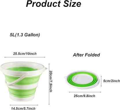 Collapsible Bucket 1.3 Gallon 5L Water Bucket for Cleaning Foldable Portable Plastic Mop Bucket with Handles Indoor Household Outdoor Car Wash Camping Fishing