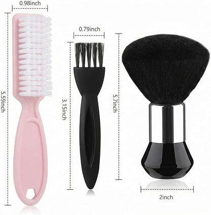 Patelai 3 Pieces Neck Duster Brush Barber Hair Blade Clipper Soft Nylon Trimmer Shaver Razor Cleaning with Storage Bag for Hair Styling (Pink)