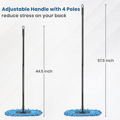 19 Inch Dust Mops for Floor Cleaning with 2 Mop Refill Pads Floor Duster with 58” Long Handle Microfiber Sweeper for Hardwood Tile Baseboard