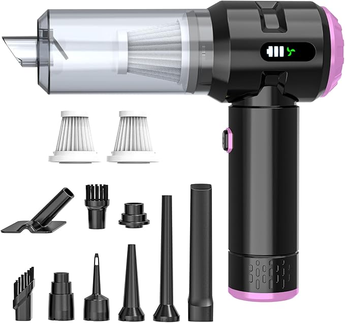 Sycoodeal Handheld Car Vacuum Cleaner, 25000PA Strong Cyclonic Suction Portable Mini Vacuum Cordless with Digital Display Lightweight for Pet Hair, Car, Home, Office, Kitchen (Purple)