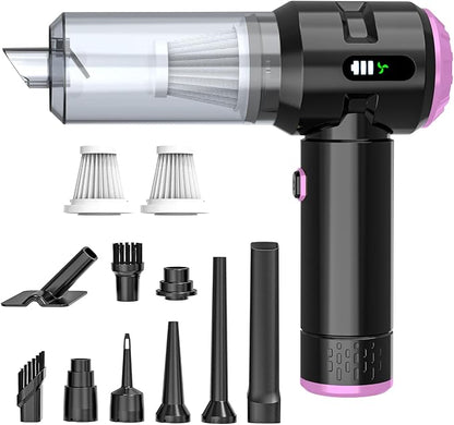 Sycoodeal Handheld Car Vacuum Cleaner, 25000PA Strong Cyclonic Suction Portable Mini Vacuum Cordless with Digital Display Lightweight for Pet Hair, Car, Home, Office, Kitchen (Purple)