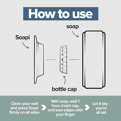 Magnetic Soap Holder – No-Drill Installation – Space-Saving Wall Soap Dish – Wall Mounted, Eco-Friendly Bar Soap Holder – Recycled Ocean Plastic – Stick Anywhere - Soapi (Grey)