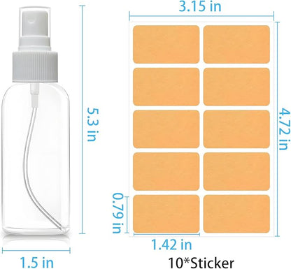 DNSEN 5 Pack 3.4 oz Travel Spray Bottles TSA Approved Fine Mist Travel Size Spray Bottle for Liquids Refillable Empty Clear Plastic Bottles with Labels