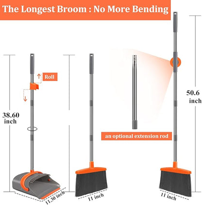Red &Orange Broom Dustpan Combo Set