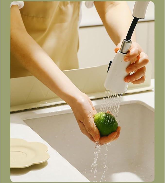 19.6in Silicone Sink Splash Guard, New Silicone Sink Water Retaining Board for Kitchen, Portable Water Retaining Strip Reusable Water Splash Guard for Bathroom Countertop (Silicone, Beige)