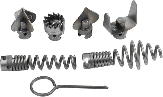 7-Piece Drain Cleaner Set With Rust-Resistant Cutter Heads Designed For Handling Various Clog Types In Residential And Commercial Drainage Systems(A)