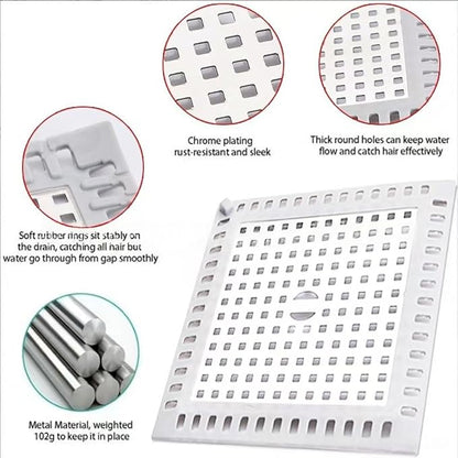 Hair Catcher/Drain Strainer/Shower Drain Cover for Bathroom Floor Drain, Stainless Steel and Silicone (2pack,4.9 inch) (Black)