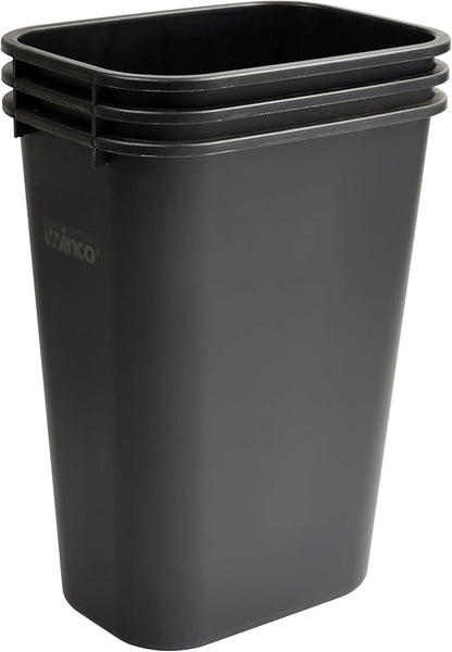 Winco Waste Basket for Home and Office, 10 Gallon, Black