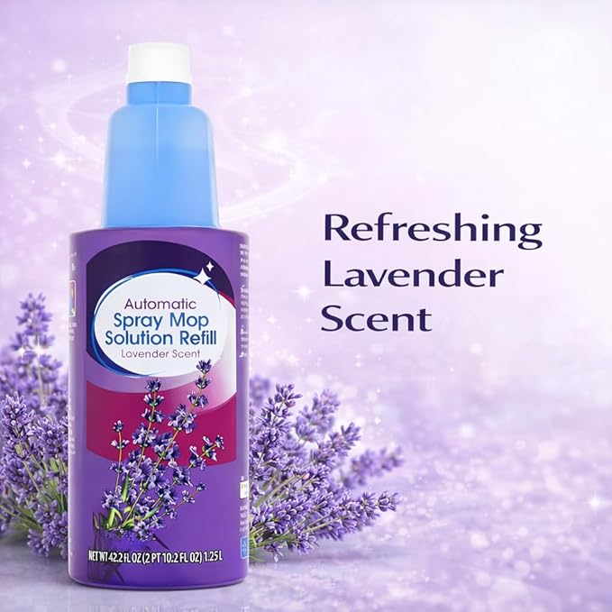 Auto Spray Mop Floor Cleaning Solution Refill 42 fl oz Lavender Scent, Multi Surface Floor Cleaner Refill for Spray Mops, Ready to Use Liquid, 1 Count