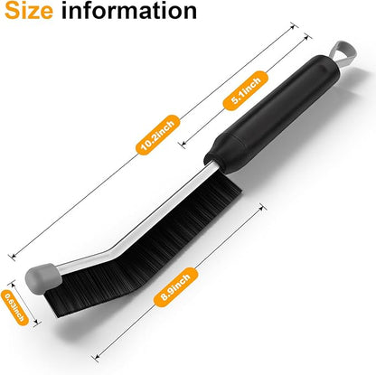 Crevice Cleaning Brush 3 Pack, Stainless Steel Bristle Support Rod, Rust-Resistant & Durable, Rounded Protective Head, Stiff Bristles for Tile Grout, Bathroom Gaps & Window Groove Brushes