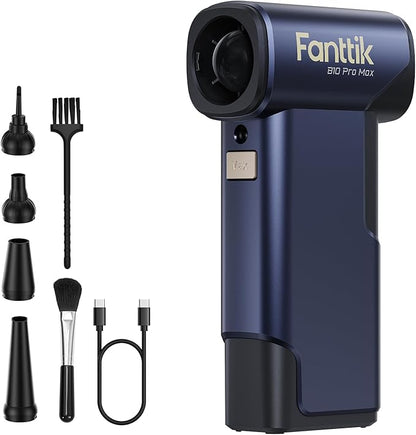 Fanttik B10 Pro Max Electric Air Duster, 130000RPM Brushless Motor, Compressed Air Duster, 6 Gears Adjustable, One-tap Booster, 28.8Wh Rechargeable Battery, Electric Duster for PC, Car (Navy Blue)