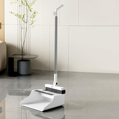 3-in-1 Broom and Dustpan Set - Stainless Steel Handle Floor Cleaning Kit for Home & Office, Space-Saving Storage Design