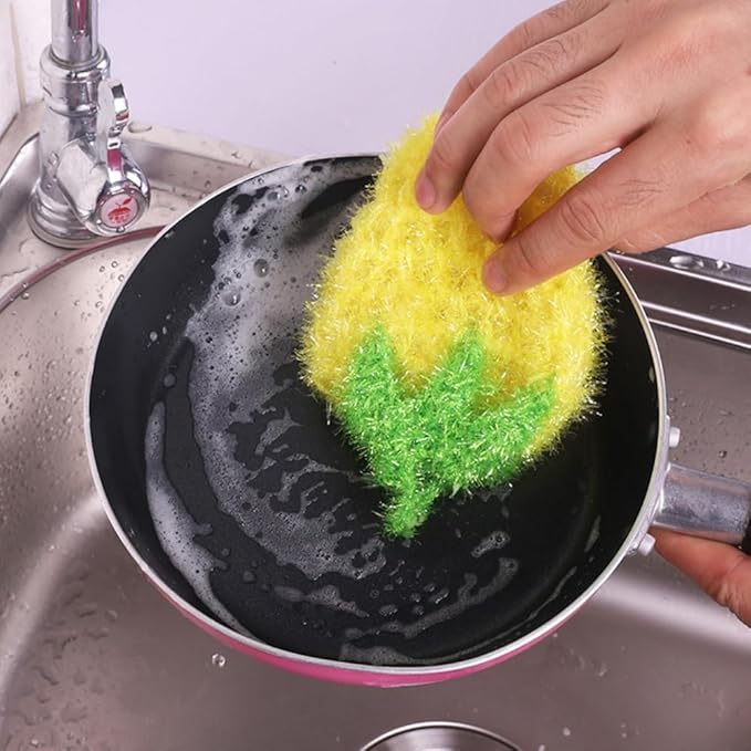 Strawberry Dish Scrubber Non Scratch Dish Washing Scrubbers Reusable Household Cleaning Kitchen Tools for Dishwashing Washing Dishes Cookware Tubs Sinks, Rose Red