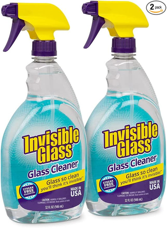 Invisible Glass 92194-2PK Premium Glass and Window Cleaner Spray – Cleans Glass, Windows, Mirrors, Shower Doors, and More – Streak-Free, Ammonia-Free, Tint-Safe – 32 fl oz (Pack of 2)