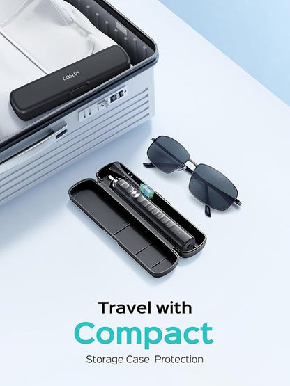 COSLUS Sonic Electric Toothbrush for Adults C40(DY-108Pro): 47000 VPM for Deep Cleaning with Travel Case - 5 Modes for Sensitive Teeth & Brace, Wireless Charging, 6 Brush Heads for Family, Black (1PC)