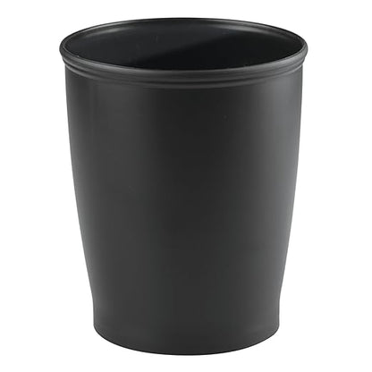 iDesign Small Round Plastic Bathroom Trash Can - Set of 2 - Black - Made in USA