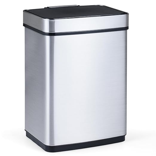 S AFSTAR 16 Gallon Motion Sensor Trash Can, Automatic Touchless Garbage Can with Dual Compartments, Stainless Steel Waste Bin for Kitchen, Bedroom & Bathroom