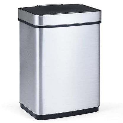 S AFSTAR 16 Gallon Motion Sensor Trash Can, Automatic Touchless Garbage Can with Dual Compartments, Stainless Steel Waste Bin for Kitchen, Bedroom & Bathroom