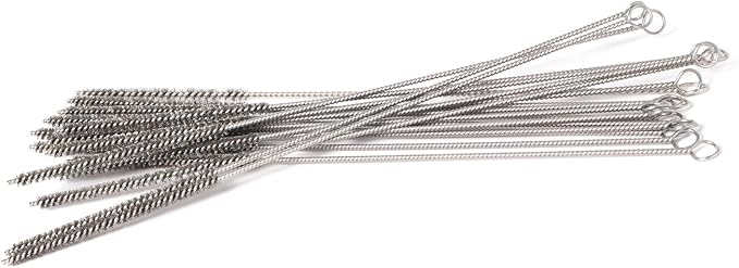 12 Inch Pipe Cleaning Brush Set with Stainless Steel Bristles, Steel Wire Tube Brush Kit for Auto Parts Polishing, Machining, Bottles, Tubes, Etc.（6mm-5pcs）