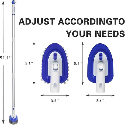 3-in-1 Floor Scrubber and Bathtub Cleaner with 52-Inch Adjustable Long Handle, Shower Brush for Cleaning Bathroom Tile, Kitchen Walls, Tub