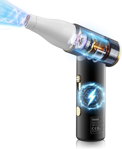 Compressed Air Duster COLBOR Electric Mini Blower for PC Cleaning Kit 100000RPM Cordless with LED Light & Nozzle Rechargeable Air Cleaner Keyboard Plumero de aire comprimido Turbo Jet Fan