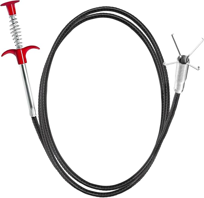 118 Inch Drain Snake, Drain Clog Remover Flexible Grabber Claw Pick Up Reacher for Toilet Sewer Shower Kitchen Bathroom Tub Drain Cleaner