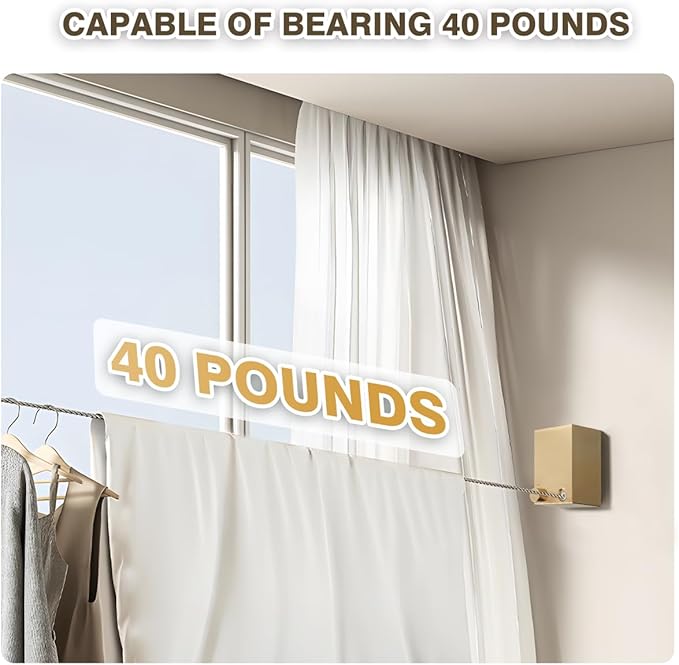 Retractable Clothesline, Retractable Clothesline Indoor, Laundry Line Retractable, Not Sagging, Suitable for Balconies, Courtyards, Laundry Rooms, RVs, Yachts, etc