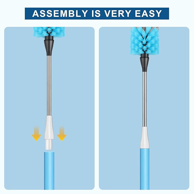 Bottle Brush 15-inch Long Bottle Brush, Kitchen Brush Set with Straw Cleaner and Cup Lid Cleaning Brush. Bottle Brushes Suitable for Water Bottles, Cups, Glasses, Baby Bottles (4, Blue)
