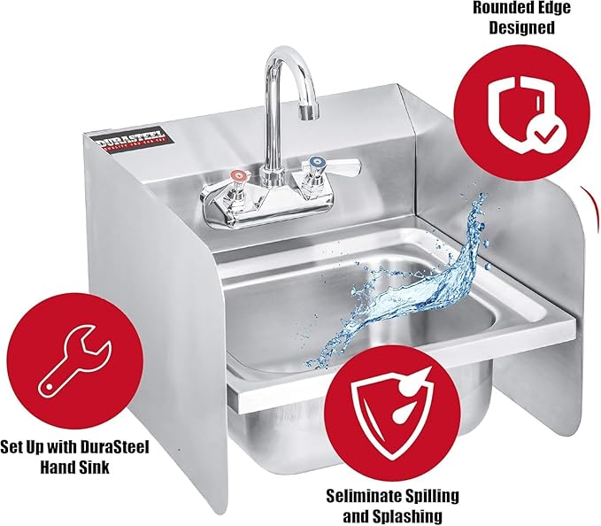 DuraSteel Stainless Steel Splash Guard for Sink & Fryer - 15" x 12" Wall Mount Shield for Deep Fryer Splash Guard Commercial - Stove Oil Splatter Protection Screen for Kitchen Area Safety & Hygiene