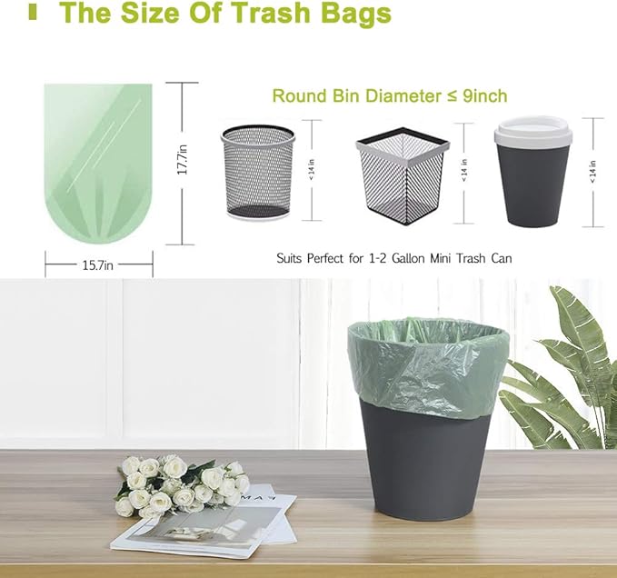 Jaoul Trash Bags 1.2 Gallon, Small Garbage Bags, Strong & Unscented Mini Trash Bags for Kitchen, Bathroom, Office, Restroom, Car, Black, 80 Counts