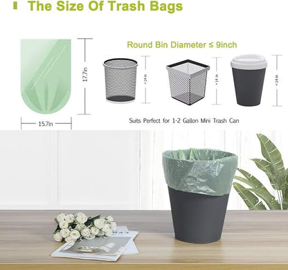 Jaoul Trash Bags 1.2 Gallon, Small Garbage Bags, Strong & Unscented Mini Trash Bags for Kitchen, Bathroom, Office, Restroom, Car, Black, 80 Counts