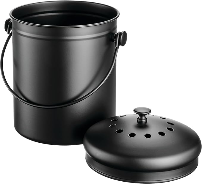 iDesign 1.3 Gallon Compost Bin with Double Filtration System - Matte Black