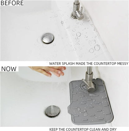 2-Pack Bytelive Silicone Sink Mat, Mini Sink Splash Guard and Soap Sponge Holder for Kitchen Countertop Protect with Self Draining Design (8.3" x 5.7", 2-Pack Gray)