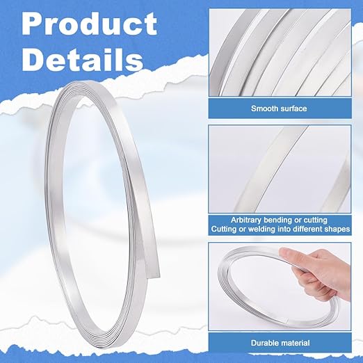 PH PandaHall 16.4 FT x 0.4 Inch Aluminum Flashing Roll High Purity Aluminium Foil Strips, 1060 Grade 1mm Metal Sheet Metal Roll Target Rolling for Crafting, 18 Gauge
