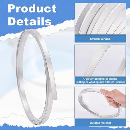 PH PandaHall 16.4 FT x 0.4 Inch Aluminum Flashing Roll High Purity Aluminium Foil Strips, 1060 Grade 1mm Metal Sheet Metal Roll Target Rolling for Crafting, 18 Gauge