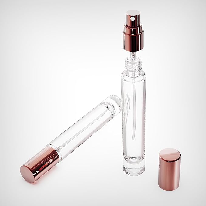 5 Pack of 10ML Portable Perfume Travel Refillable, Glass Perfume Bottle Set, Empty Atomizer Sprayer for Perfume Cologne Dispenser, Sample Perfume Bottles with Refill Tool