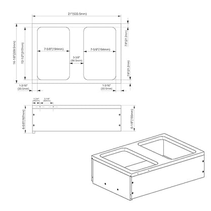 Dowell B18/B21 Wood Base Wastebasket Pullout with Two 35Qt Plastic Bins (4008 0218 35 * 2)